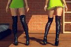 Thigh high heels and short dresses in live sex games